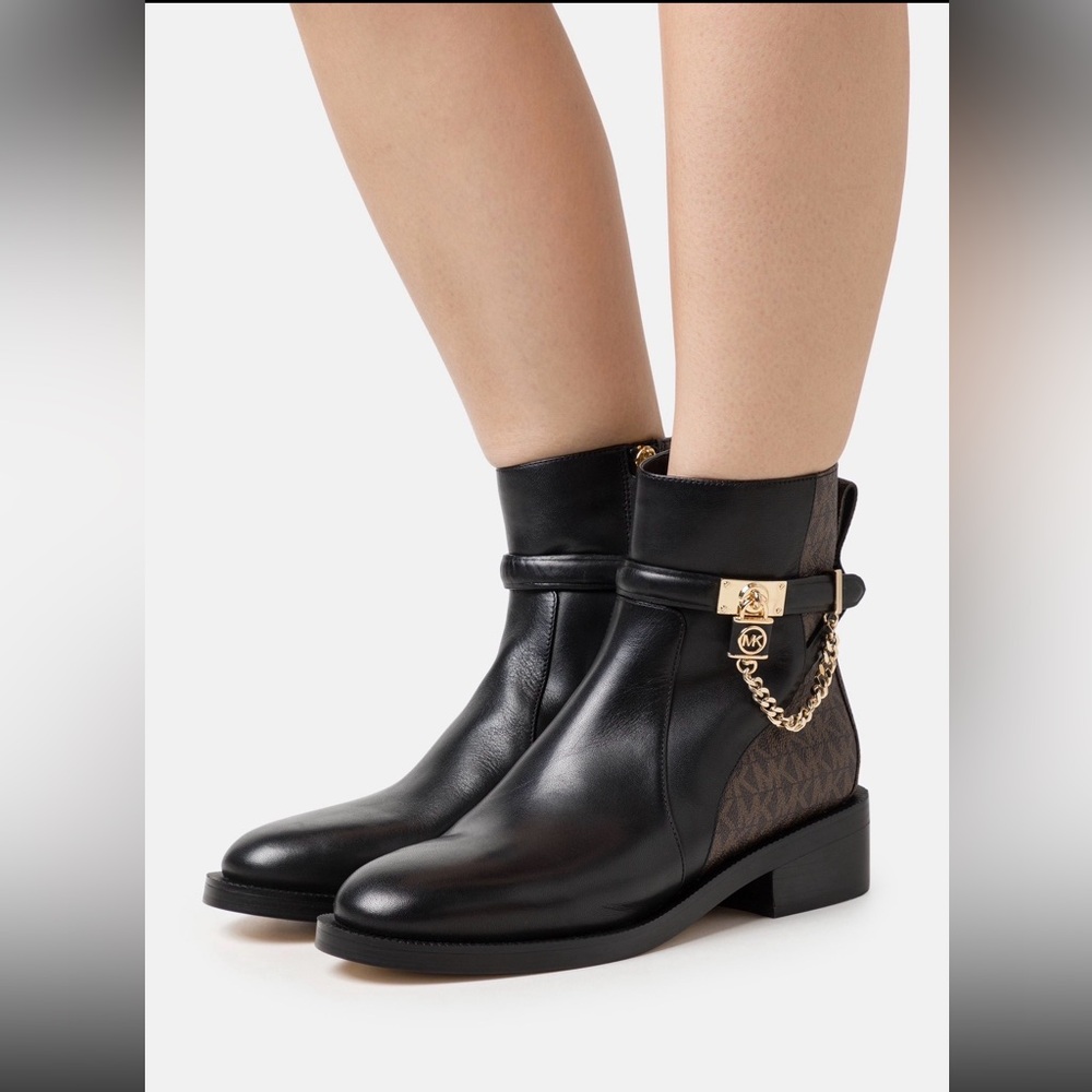 Michael Kors Black and Brown Leather Ankle Boots - Picture 5 of 14